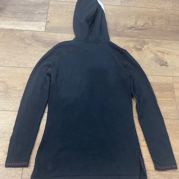 Storybook Knits Northern Friends Husky Samoyed XS S Black and Red Sweater Hoodie - Picture 4 of 7